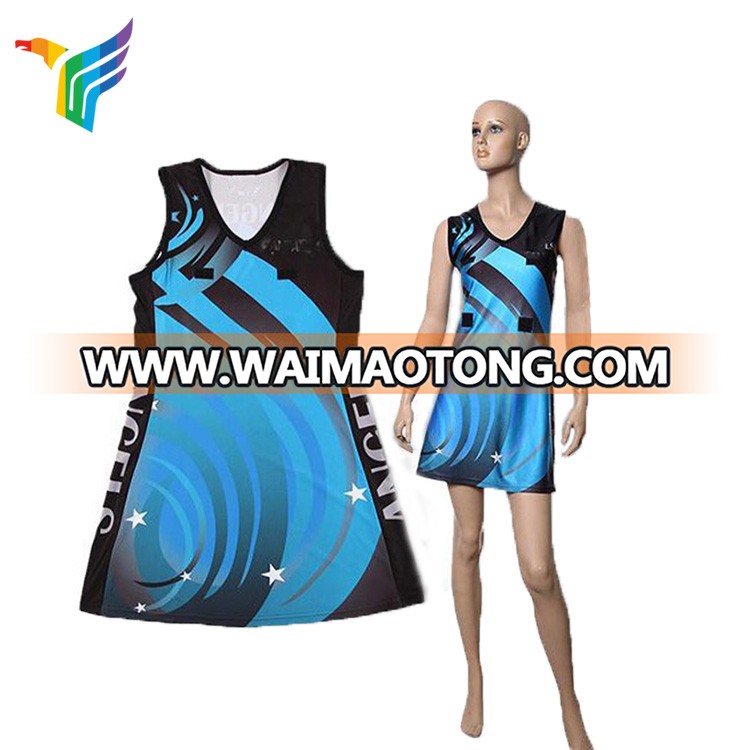 Guangzhou factory high quality cheap sports netball dresses uniforms